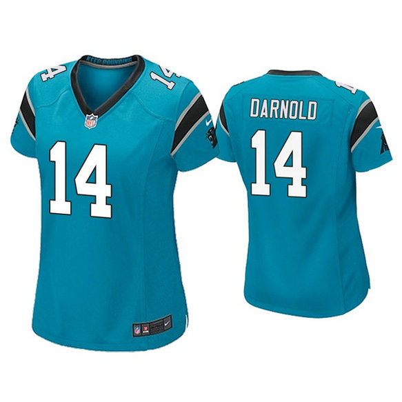 Women's Carolina Panthers #14 Sam Darnold Blue Vapor Untouchable Limited Stitched NFL Jersey