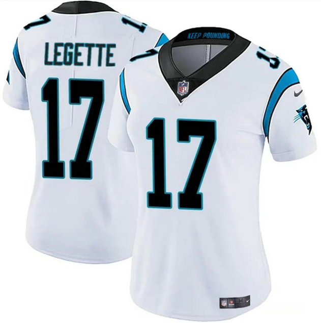 Women's Carolina Panthers #17 Xavier Legette White Vapor Stitched Jersey