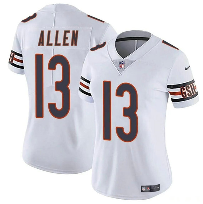 Women's Chicago Bears #13 Keenan Allen White 2024 Vapor Stitched Jersey