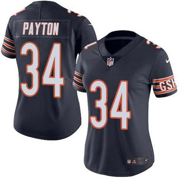 Women's Chicago Bears #34 Walter Payton Navy Vapor Untouchable Limited Stitched Jersey(Run Small)