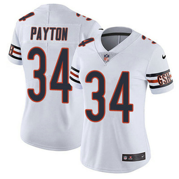 Women's Chicago Bears #34 Walter Payton White Vapor Untouchable Limited Stitched Jersey(Run Small)