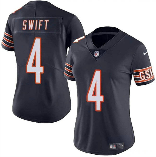 Women's Chicago Bears #4 D’Andre Swift Navy 2024 Vapor Stitched Jersey