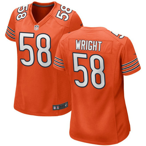 Women's Chicago Bears #58 Darnell Wright Orange 2023 Draft Stitched Game Jersey