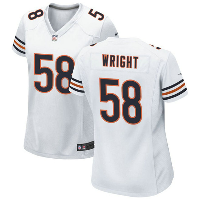 Women's Chicago Bears #58 Darnell Wright White 2023 Draft Stitched Game Jersey