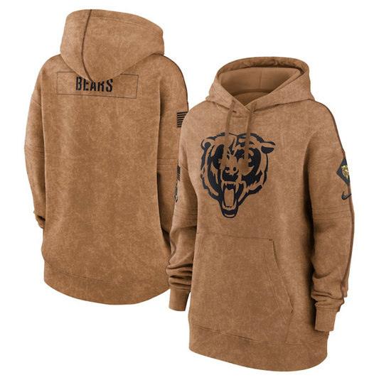Women's Chicago Bears 2023 Brown Salute To Service Pullover Hoodie