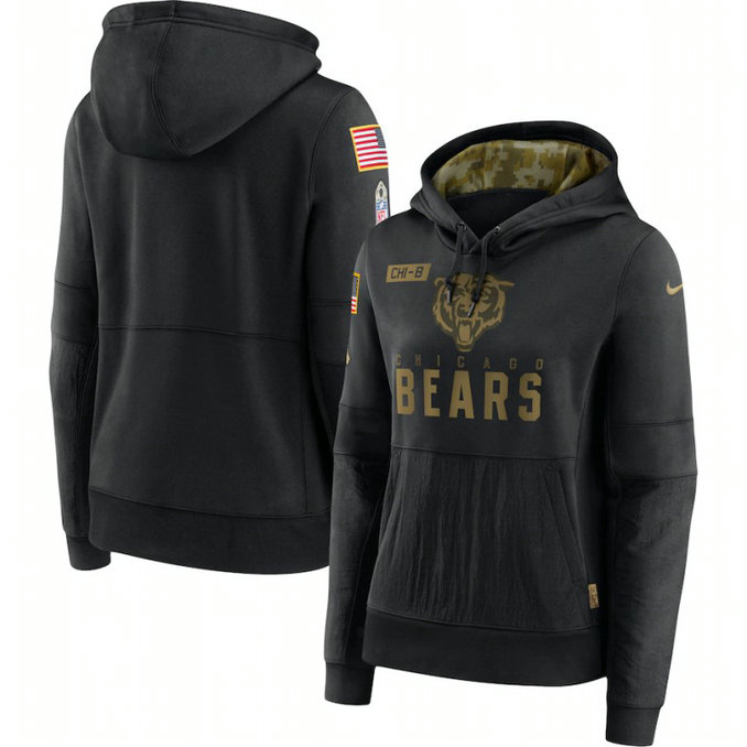 Women's Chicago Bears Nike 2020 Salute to Service Performance Pullover Hoodie Black