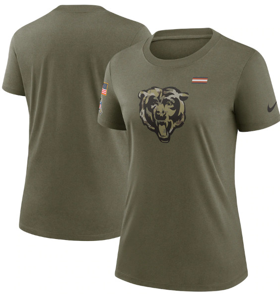 Women's Chicago Bears Olive 2021 Salute To Service T-Shirt
