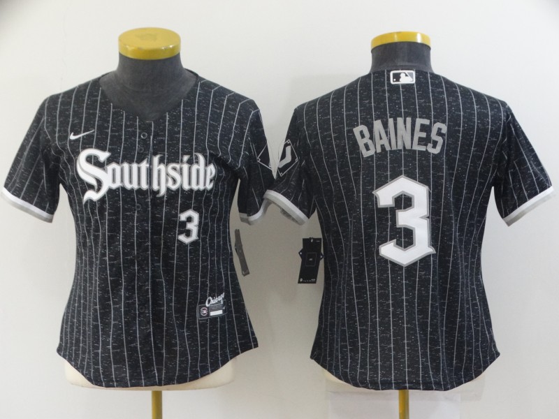 Women's Chicago White Sox #3 Harold Baines 2021 Black Connect City Stitched Jersey