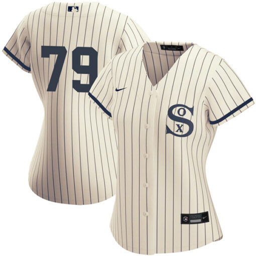 Women's Chicago White Sox #79 Jose Abreu 2021 Cream Navy Name&Number Field Of Dreams Cool Base Stitched Jersey