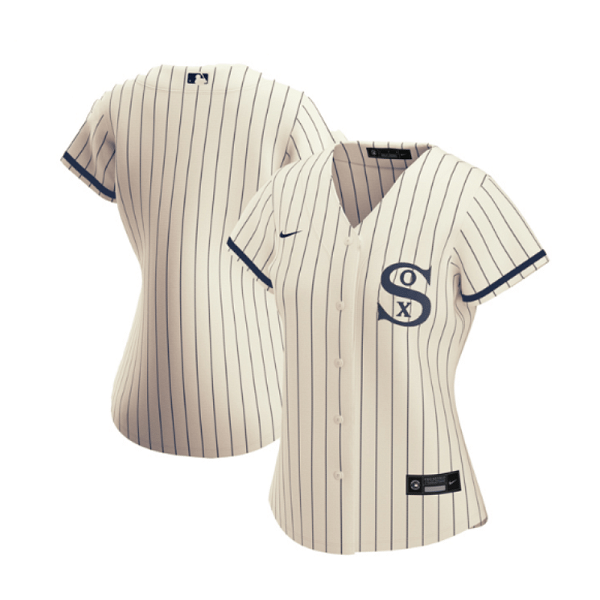 Women's Chicago White Sox Blank 2021 Cream Navy Name&Number Field Of Dreams Cool Base Stitched Jersey