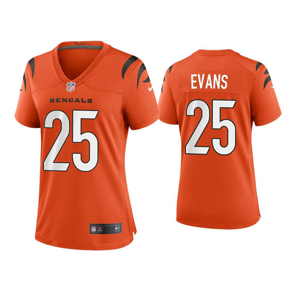 Women's Cincinnati Bengals #25 Chris Evans 2021 New Orange Vapor Limited Stitched Jersey