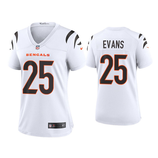 Women's Cincinnati Bengals #25 Chris Evans 2021 New White Vapor Limited Stitched Jersey