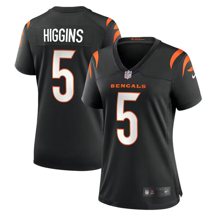 Women's Cincinnati Bengals #5 Tee Higgins Black Stitched Game Jersey