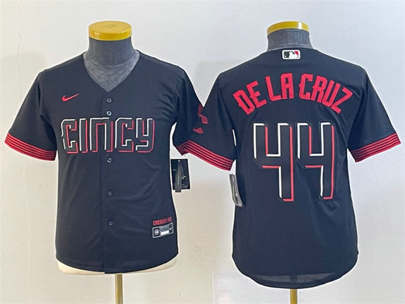 Women's Cincinnati Reds #44 Elly De La Cruz Black 2023 City Connect Stitched Baseball Jersey