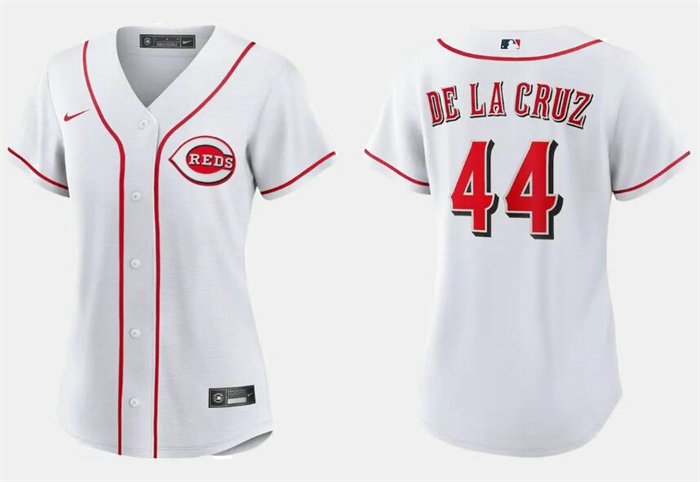 Women's Cincinnati Reds #44 Elly De La Cruz White Stitched Baseball Jersey