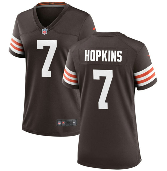 Women's Cleveland Browns #7 Dustin Hopkins Brown Stitched Jersey