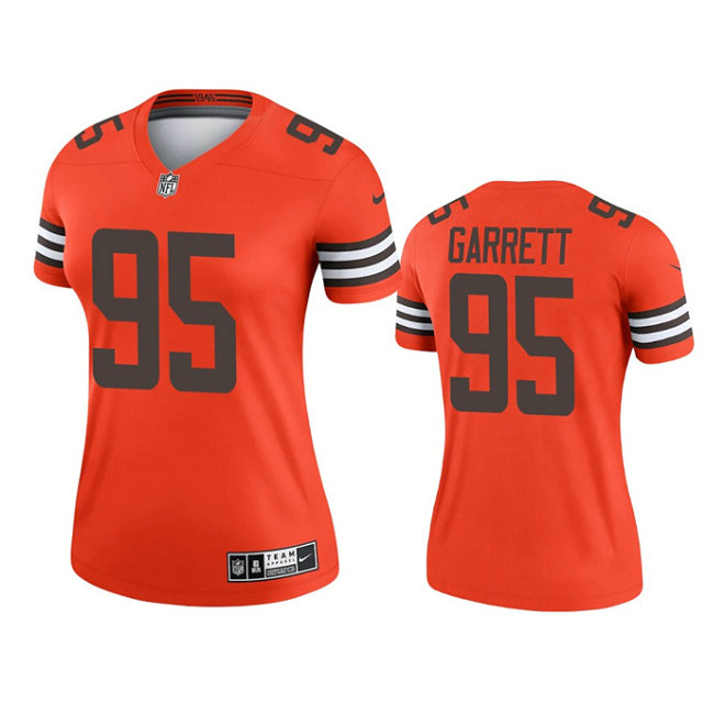 Women's Cleveland Browns #95 Myles Garrett Orange Inverted Edition Stitched Jersey