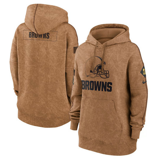 Women's Cleveland Browns 2023 Brown Salute To Service Pullover Hoodie