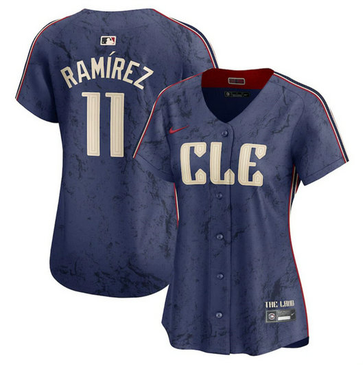 Women's Cleveland Guardians #11 José Ramírez  Navy 2024 City Connect Stitched Baseball Jersey