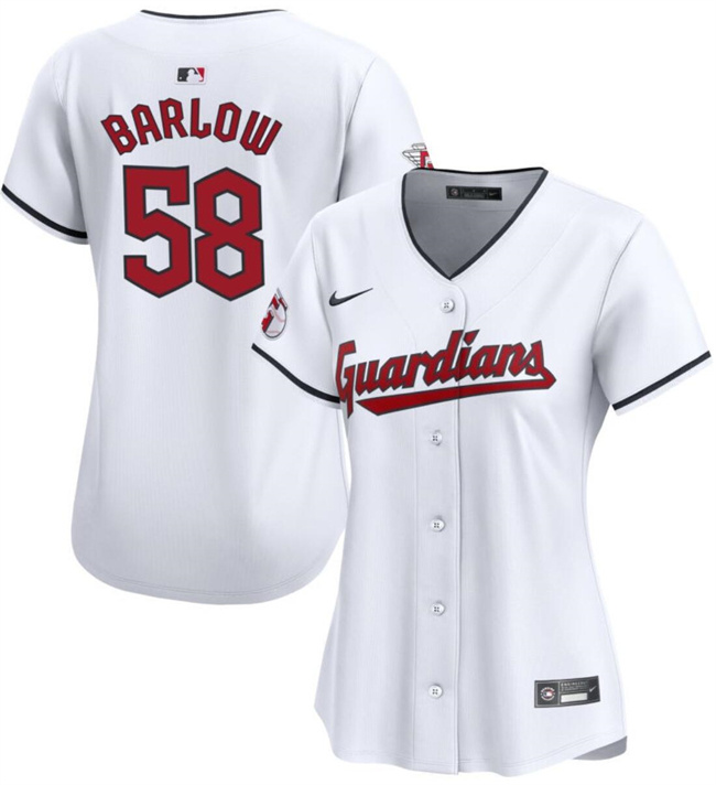 Women's Cleveland Guardians #58 Scott Barlow White Stitched Baseball Jersey