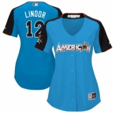 Women's Cleveland Indians #12 Francisco Lindor  Blue American League 2017 MLB All-Star MLB Jersey