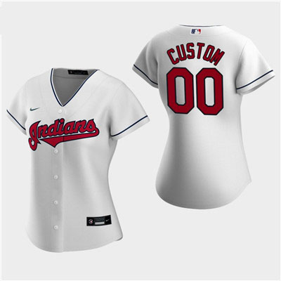 Women's Custom Cleveland Indians 2020 White Home Replica Jersey