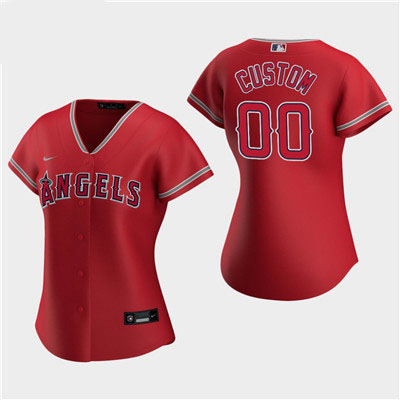 Women's Custom Los Angeles Angels 2020 Red Alternate Replica Jersey