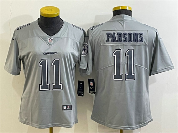 Women's Dallas Cowboys #11 Micah Parsons Grey Atmosphere Fashion Stitched Jersey