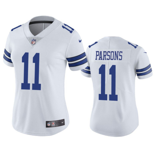 Women's Dallas Cowboys #11 Micah Parsons Jersey White 2021 Draft Limited Football Jersey