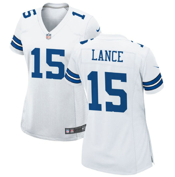Women's Dallas Cowboys #15 Trey Lance White Stitched Football Jersey