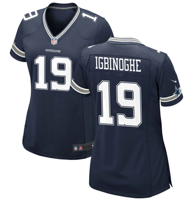 Women's Dallas Cowboys #19 Noah Igbinoghene Navy Stitched Football Jersey