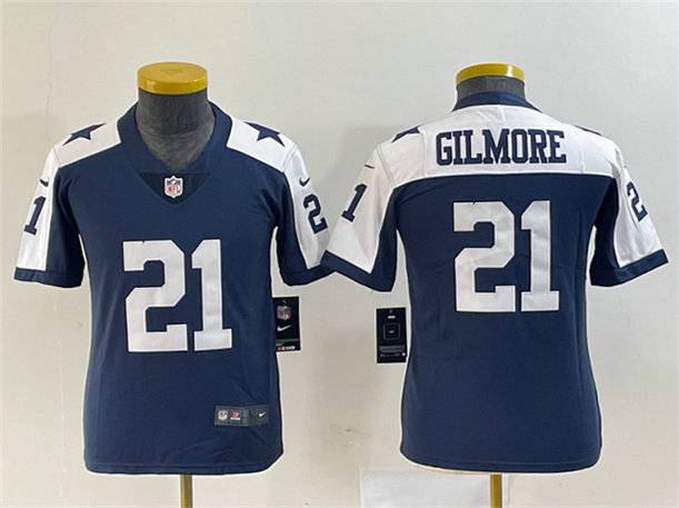 Women's Dallas Cowboys #21 Stephon Gilmore Navy Thanksgiving Limited Stitched Football Jersey