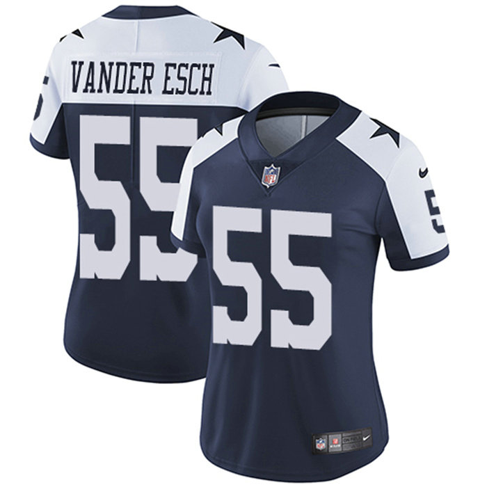 Women's Dallas Cowboys #55 Leighton Vander Esch Navy Thanksgiving Limited Stitched Jersey
