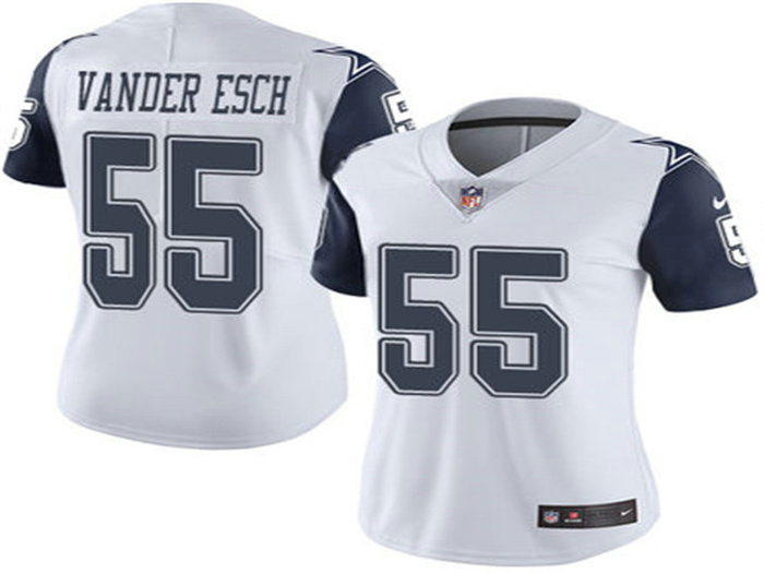 Women's Dallas Cowboys #55 Leighton Vander Esch Navy White Vapor Untouchable Limited Stitched Jersey