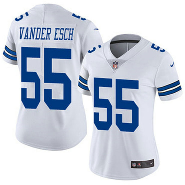 Women's Dallas Cowboys #55 Leighton Vander Esch White Vapor Untouchable Limited Stitched Jersey