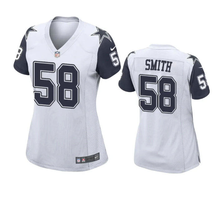 Women's Dallas Cowboys #58 Mazi Smith White Stitched Football Game Jersey