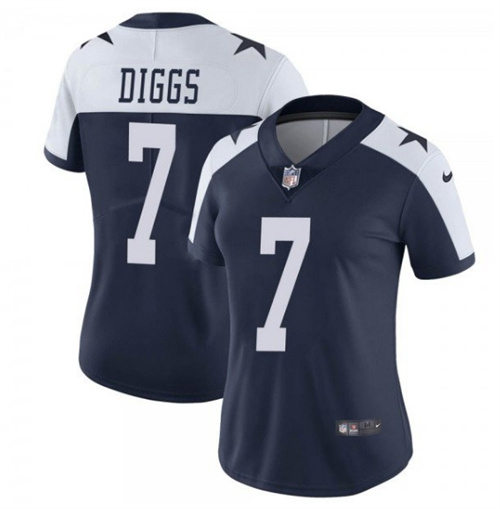 Women's Dallas Cowboys #7 Trevon Diggs Navy White Thanksgiving Limited Stitched Jersey