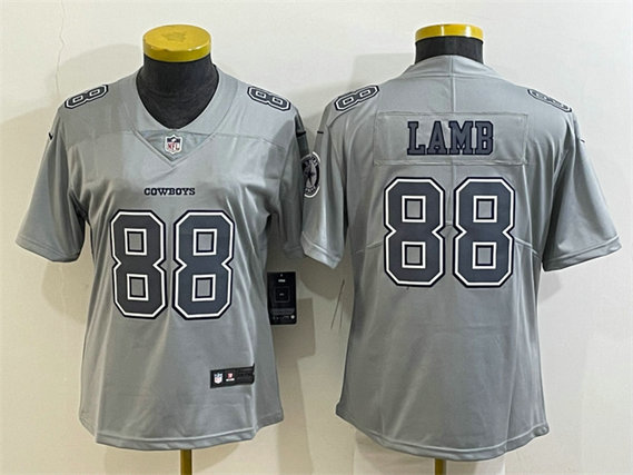 Women's Dallas Cowboys #88 CeeDee Lamb Grey Atmosphere Fashion Stitched Jersey