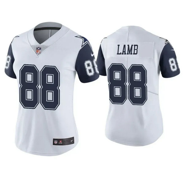 Women's Dallas Cowboys #88 Ceedee Lamb White Vapor Untouchable Limited Stitched Jersey