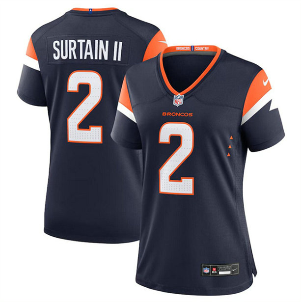 Women's Denver Broncos #2 Pat Surtain II Navy 2024 Alternate Stitched Jersey