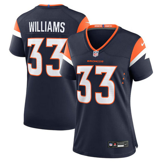 Women's Denver Broncos #33 Javonte Williams Navy 2024 Alternate Stitched Jersey
