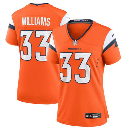 Women's Denver Broncos #33 Javonte Williams Orange 2024 Stitched Jersey