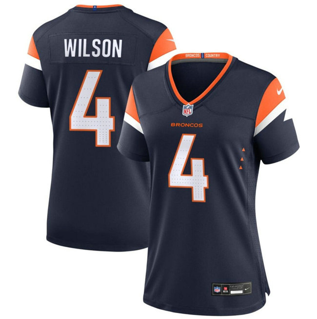 Women's Denver Broncos #4 Zach Wilson Navy 2024 Alternate Stitched Jersey