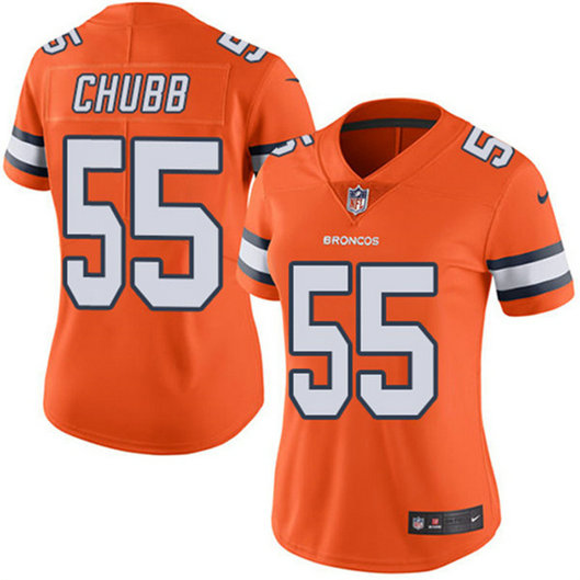 Women's Denver Broncos #55 Bradley Chubb Orange Color Rush Limited Stitched NFL Jersey