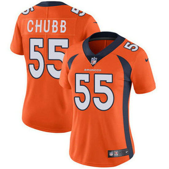Women's Denver Broncos #55 Bradley Chubb Orange Vapor Untouchable Limited Stitched NFL Jersey