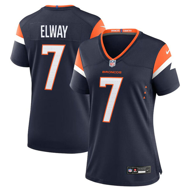 Women's Denver Broncos #7 John Elway Navy 2024 Alternate Stitched Jersey