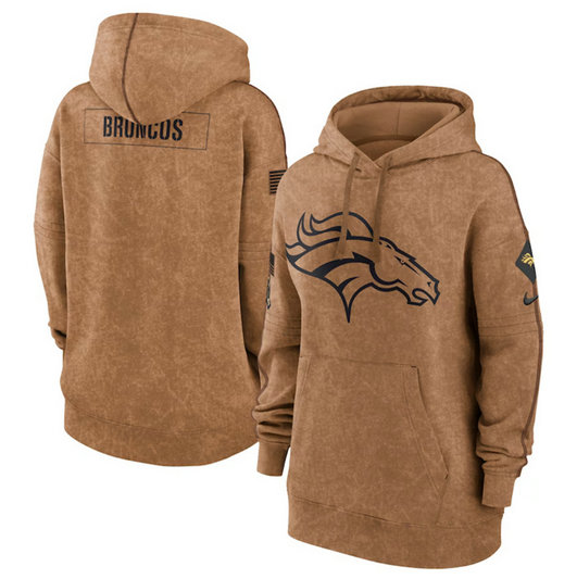Women's Denver Broncos 2023 Brown Salute To Service Pullover Hoodie