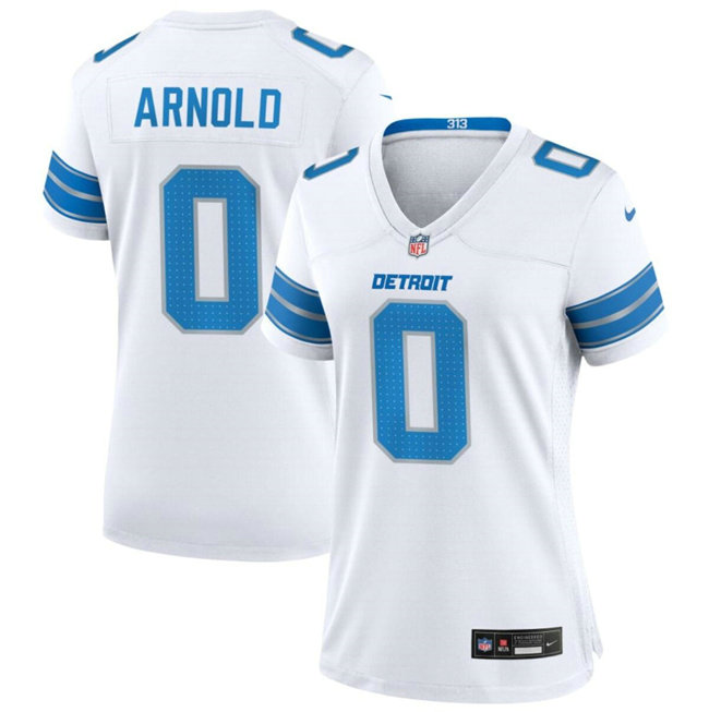 Women's Detroit Lions #0 Terrion Arnold White 2024 Stitched Jersey