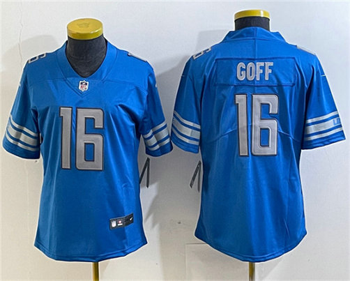 Women's Detroit Lions #16 Jared Goff Blue Vapor Limited Stitched Football Jersey