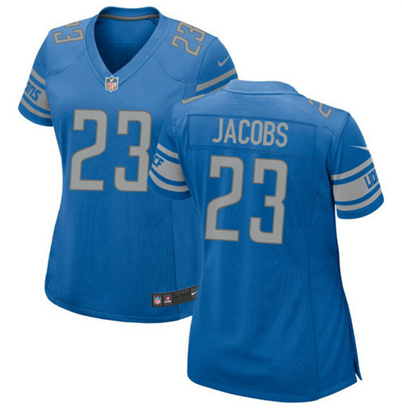 Women's Detroit Lions #23 Jerry Jacobs Blue Stitched Jersey